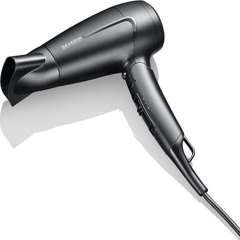 Secador de pelo de viaje Severin negro 1600 W mango plegable con difusor