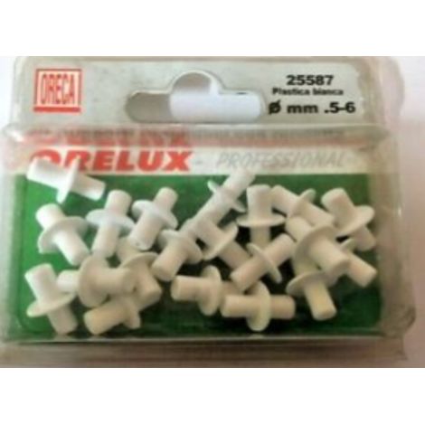 ORECA - 20 SUPPORTI REGGIMENSOLA IN PLASTICA BIANCA, CON RONDELLA  ø 5-6MM