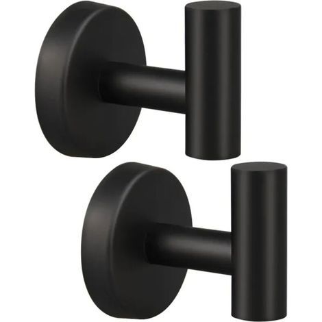 2-piece stainless steel hooks, perforated hooks for bathroom towels, black (1/5)