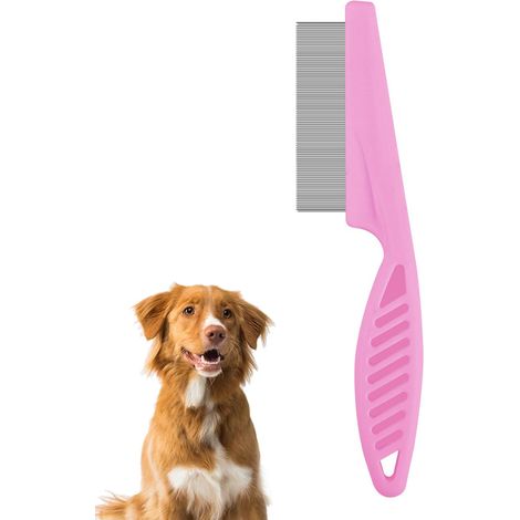 1 Peigne anti-puces, dents en acier inoxydable, manche ergonomique, pour chien et chat, toilettage quotidien (1/5)