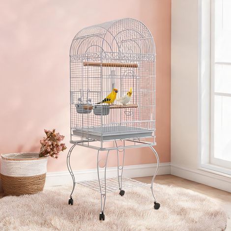 Cage pour oiseaux blanc en acier 51 x 51 x 153 cm (1/5)