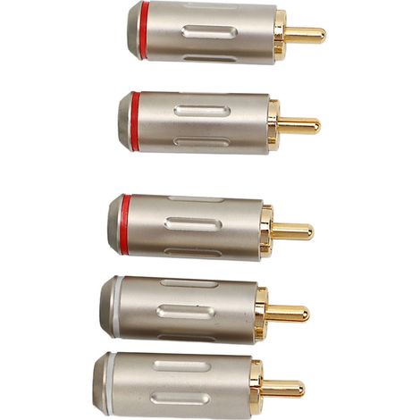 Adaptateur RCA mâle (lot de 5) en métal haute résistance et résistant à l'usure pour câble audio de voiture (1/5)