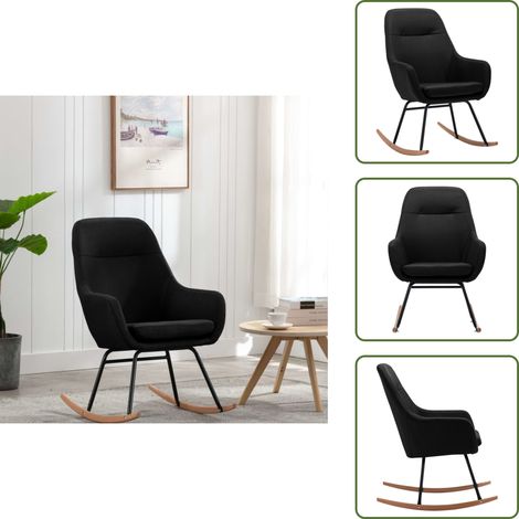 Schaukelstuhl Schwarz Stoff - Schaukelstuhl - Sessel - Lounge Chair - Beistelltisch - Esszimmerstuhl (1/5)