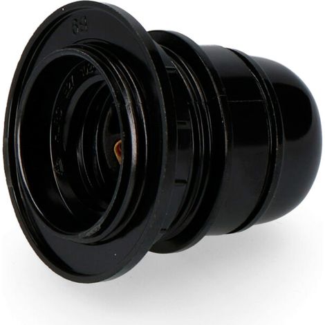 Portalampada EDM semi-filettato E-27 approvato + rondella nera (confezione termoretraibile) (1/2)