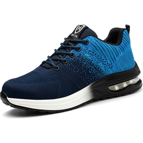 Chaussures de Sécurité, Acier Chaussure de Chantier Antidérapantes, Confortable Antidérapante Chaussures de Travail Respirantes Bleu Taille 45