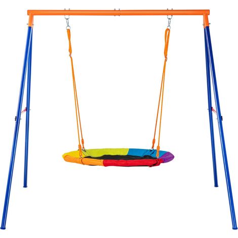 Balancoire jardin 200kg siege soucoupe 100cm structure metal A robuste corde reglable montage facile enfant (1/5)