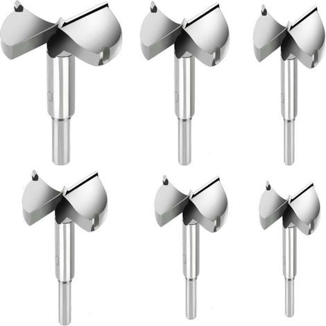 6 pièces Mèches Bois, Fraises a Bois Carbure Diametre 30/35/40/45/50/60mm, Mèches Pour La Perforation De Produits En Bois, Tiroirs, Produits en Plastique, Bois, Contreplaqué (1/4)