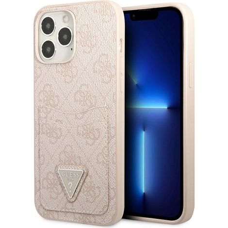 Guess GUHCP13LP4TPP iPhone 13 Pro / 13 6.1 pink/pink Hardcase 4G Triangle Logo Kartenfach (1/5)
