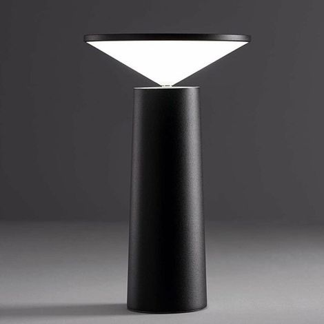 Modern Table Lamp - Wireless - Touch Control Switch with Dimmable Brightness - 360° Adjustable - USB Rechargeable - Desk Lamp for Home and Office - Black (1/5)