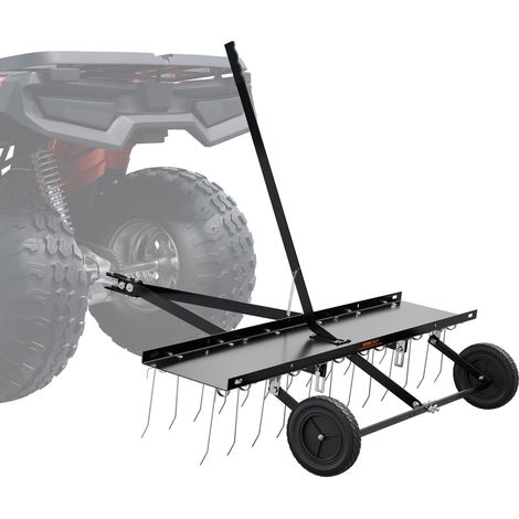 VEVOR Cortacespedes de Remolque detrás de 1219 x 1140 x 865 mm con 24 Púas de Acero con Resorte, Rastrillo de Cesped para ATV o Cortacesped, con Mango de Elevación para Cesped de Granja de Jardín (1/5)