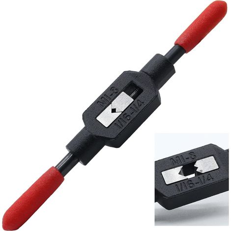 Llave de machos ajustable de 1/16" a 1/4" con mango grande, machos métricos M1-M8, porta machos, escariador, herramientas de roscado manual