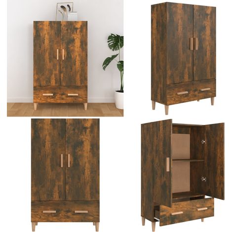 Highboard Räuchereiche 70x31x115 cm Holzwerkstoff - Sideboard - Hochboard - Wohnzimmermöbel - Holzmöbel - Regal - Home & Living (1/5)