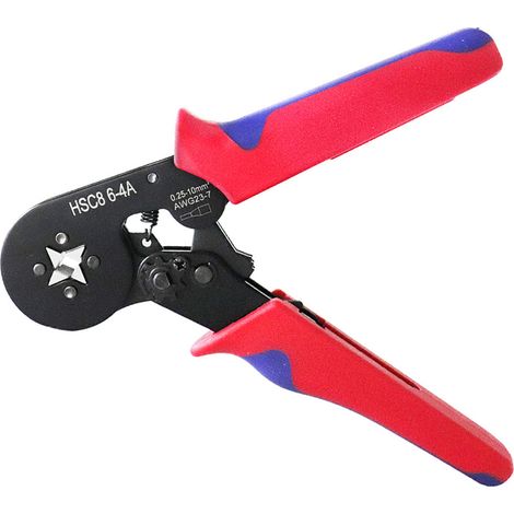 Pince à sertir à cliquet pour embouts, outil manuel style européen rouge et bleu, ferrules et cosses, sertisseuse professionnelle (1/5)