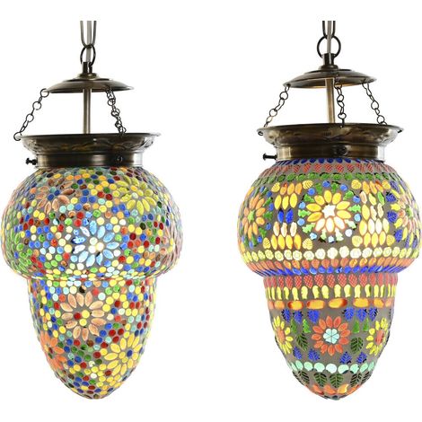 Suspension - Multicolore - 25W - Verre et Métal - 20x20x28 cm - 2 unités (1/5)
