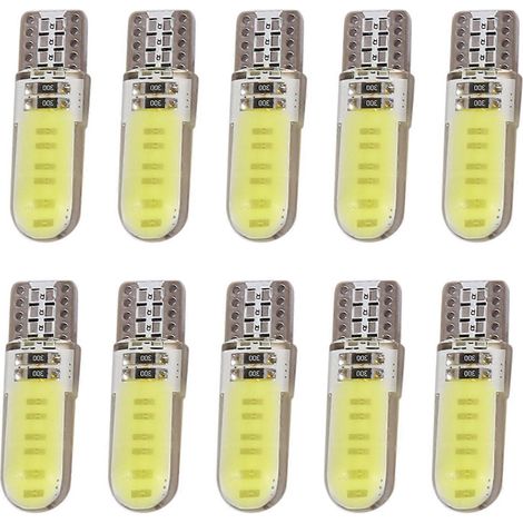 Lot de 10 ampoules T10 W5W COB LED, éclairage intérieur, feux de position latéraux pour voiture, blanc, 12V, remplacement direct. (1/5)