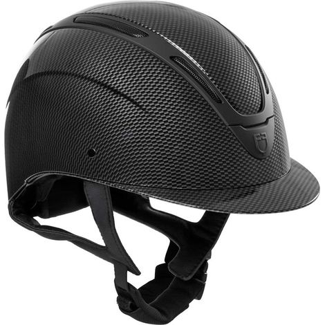 Casco unisex modello Apocalypse Carbon con calotta in carbonio e cinturino sottogola in ecopelle : 52-54 cm, carbon / nero