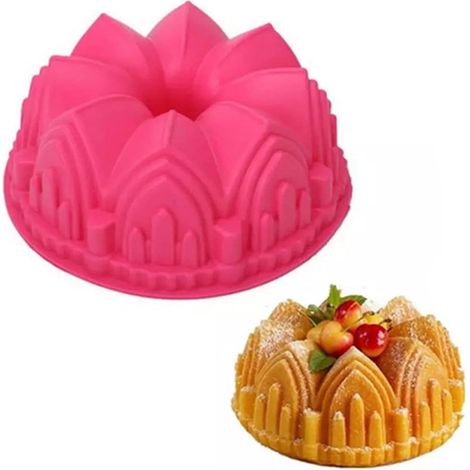 Moule à Gâteau Couronne de Château - Démoulage Mousse Anti-Adhérent en Silicone Moules Cuisson Pour Fête Famille, Entre Amis Castle