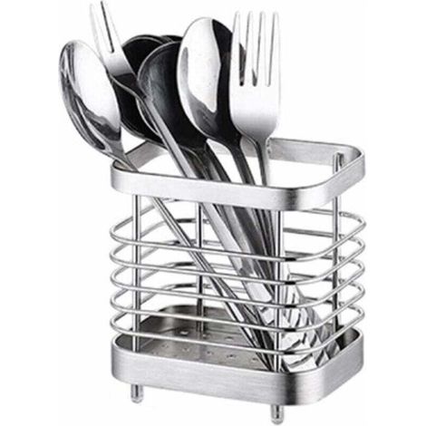 Égouttoir Rangement Couverts, Support Panier Pour Couteaux, Fourchettes, Cuillères, Ustensiles de Cuisine Porte-couverts, Argent (1/5)