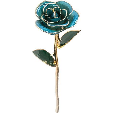 Bouquet de roses romantiques plaquées or colorées filfeel, cadeau d’anniversaire Saint-Valentin (bleu clair) (1/4)