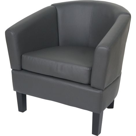 [NUNCA USADO] Sillón de salón HHG-864, sillón club sillón de cóctel, polipiel certificada MVG, gris