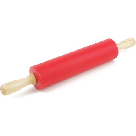 Rouleau à pâtisserie Coque en Silicone antiadhésif Surface Manche en Bois, (1/5)