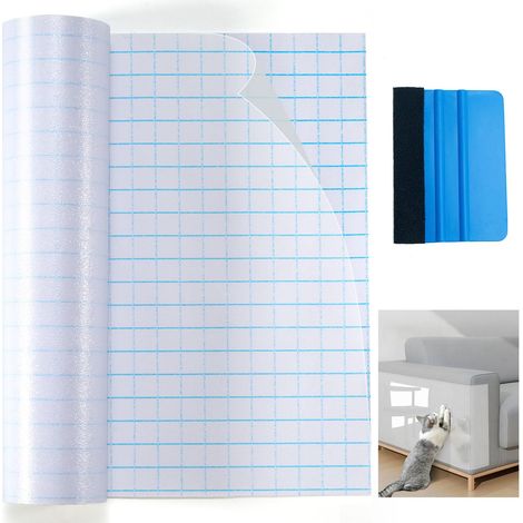 Protection Anti-Griffe pour Canapé Chat 20 x 500 cm, Transparent avec Grattoir, Sticker Protège-Meubles, Porte, Mur et Tapis (1/5)