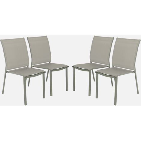 Set di 4 sedie da giardino impilabili in alluminio e textilene