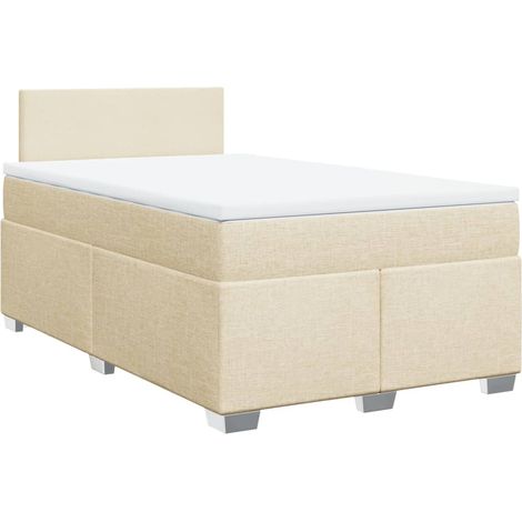 Maison Exclusive - Sommier à lattes de lit avec matelas crème 120x190 cm tissu (1/5)