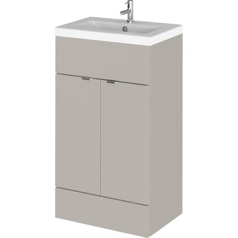 Alrewas Contemporary 2 Door Floor Standing Vanity Unit with Basin, Pebble Grey, 500mm