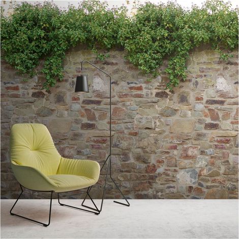 Photo wallpaper Profhome 392471 hot embossed non-woven wallpaper smooth stone look matt beige brown green 1.59 m x 2.8 m (1/4)