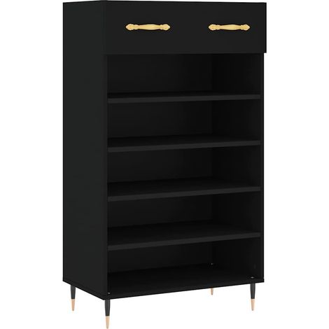 Armoire à chaussures - Meuble à chaussures noir 60x35x105 cm bois d'ingénierie fr7127 - Maison La Vie (1/5)