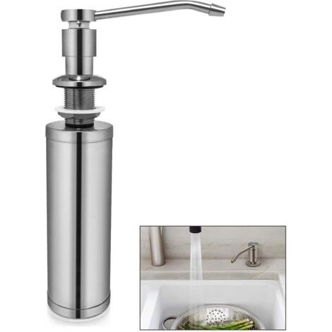 Distributeur de Savon pour évier de Cuisine , 300 ML Distributeur de Savon Intégré , pour Cuisine ou Salle De Bains , 201 Acier Inoxydable (1/5)