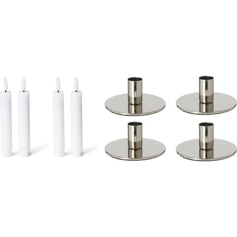 4x Novaliv Standkerzenhalter Stabkerzenhalter 4 x 10cm Silber (1/4)