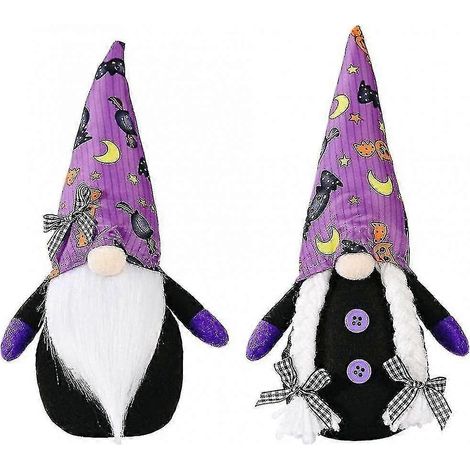 2 Stück Lila Zwerg Dekoration Halloween Party Dekoration Halloween Gnom Plüsch Stehendes Plüschgesicht