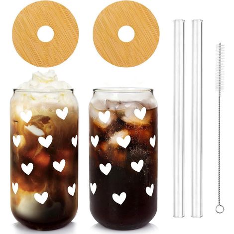 Tassen Valentinstag Eiskaffee 530ML Herzen Paar Weiße Liebe 2 (1/5)