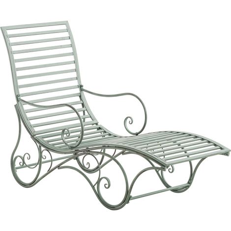 Chaise longue de jardin en fer style antique fer effet vieilli 140 cm MDJ10215 (1/5)