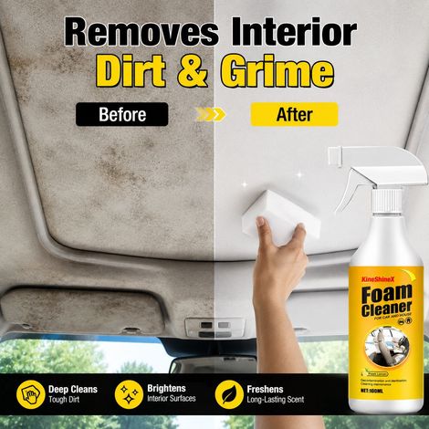 KineShineX Car Interior Cleaning Spray Foam Cleaner Deeply Removes Stains, Dust, and Dust. (1/4)
