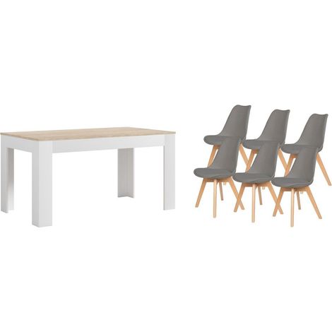 Pack Mesa Extensible de Comedor o Cocina + 6 Sillas Nordic (1/5)