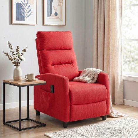 Fauteuil Relax Massant Inclinable 160° en Chenille avec Repose-pieds, Télécommande, Pochettes, Bordeaux (1/5)