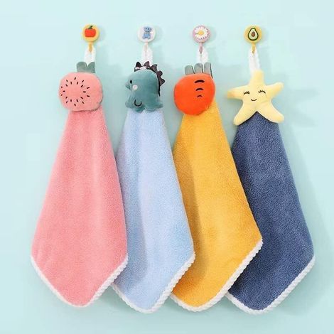 Set di 4 asciugamani da cucina e bagno - Asciugamani assorbenti da appendere, ad asciugatura rapida, in morbida microfibra, ideali per bambini e adulti.