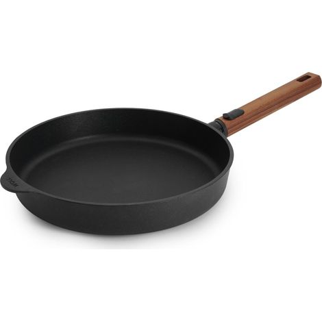 Poêle plate Ø 28 cm avec manche amovible en bois – poêle antiadhésive sans PFAS, compatible four – poêle induction – poêle pour induction – poêle à frire (1/5)