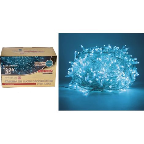 Catena luminosa 1536 led ACQUAMARINA Interno/Esterno 30,7mt - CAVO TRASPARENTE - LUCI ALBERO NATALE - MERCURY SERIE GOLD (1/5)