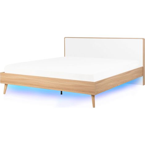 Bett mit LED SERRIS 180 x 200 cm Hellbraun