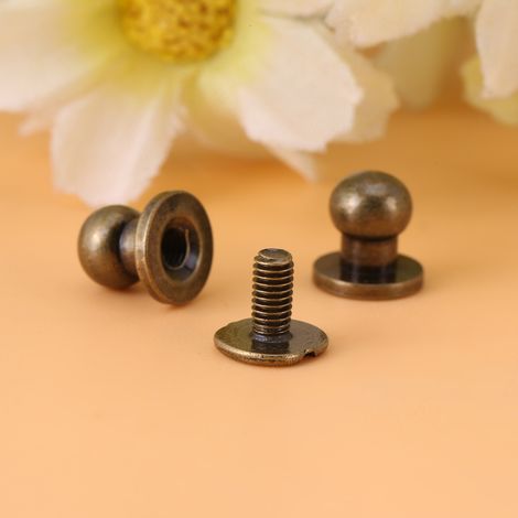 20 rivets en laiton à tête plate pour maroquinerie et projets artisanaux (8x6mm, finition antique)