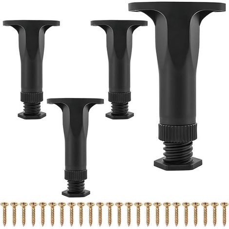Patas ajustables negras para muebles de dormitorio de 13,5 a 22,5 cm – aptas para bases de listones, mesas y armarios. (1/5)