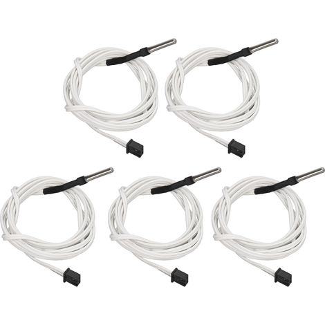 5 Capteurs de Température Thermistor 100K Haute Précision avec Fil Inox Résistant à la Chaleur 1m (1/5)