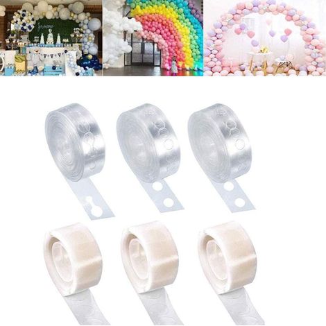 Rouleaux Bande de Ballons Arche et 3 Rouleaux Points de Colle Décoratifs Ballon,5m Trou Latex Ballon Chaine pour Déco Noce/Anniversaire/Noël (6Pcs) (1/5)