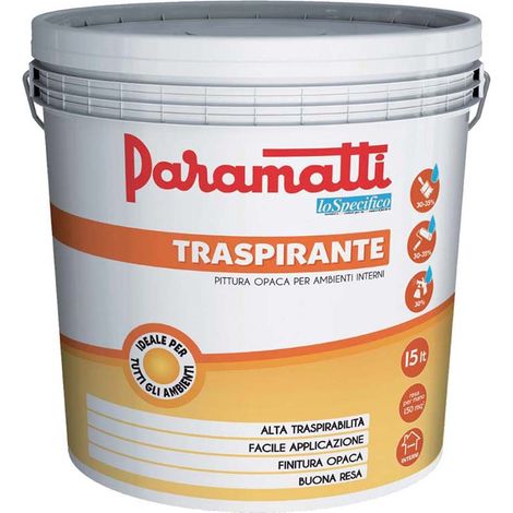 Idropittura traspirante diluibile, colore bianco, 15 lt