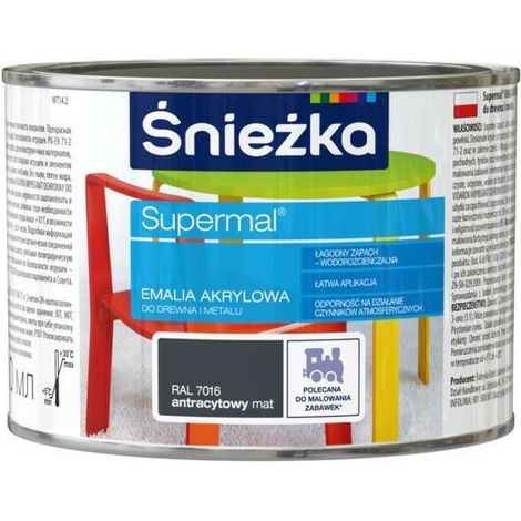Supermal Acryl-Emaille für Holz und Metall RAL 7016 Anthrazit matt 0,4 l (1/2)