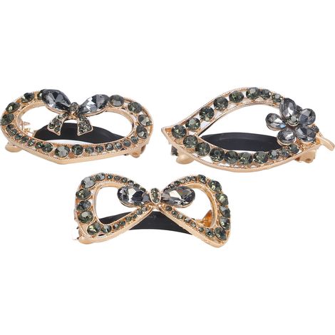 Barrette à Cheveux avec Strass, 3 Pièces en Alliage de Zinc Antidérapant et Résistant à l'Eau (1/5)